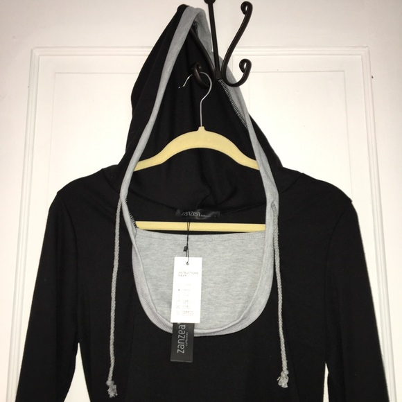Black&Gray Pullover Drawstring Hoody - Picture 7 of 8